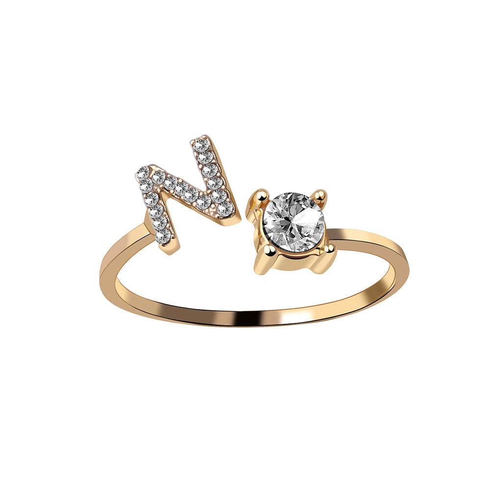 Crystal Initial Open Ring
