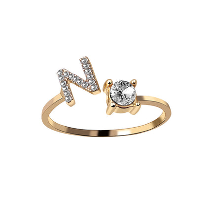 Crystal Initial Open Ring