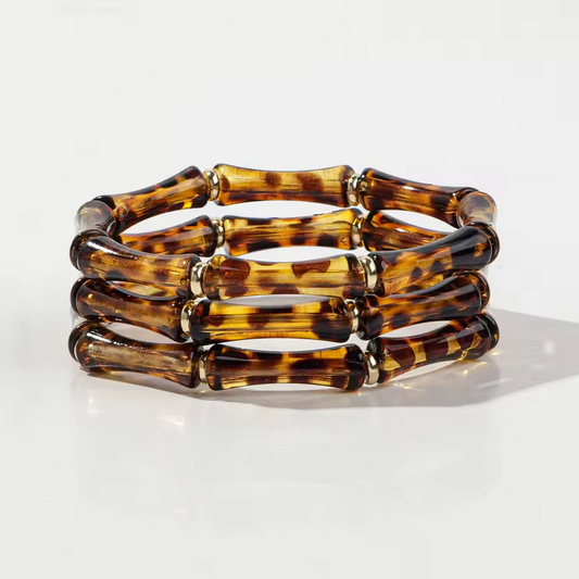 3pc Leopard Bamboo Bracelets