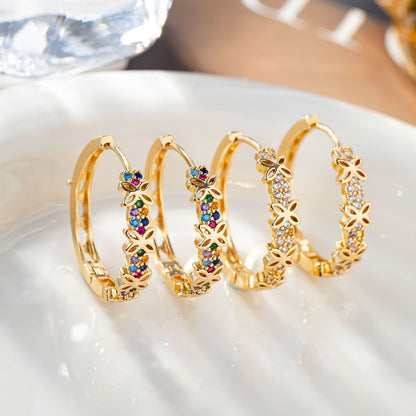 Floral Crystal Hoop Earrings