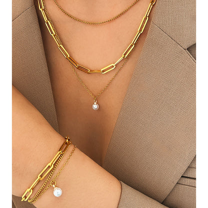 3pc Pearl & Chain Jewelry Set