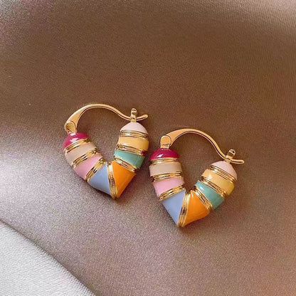 Red Drip Heart Hoop Earrings