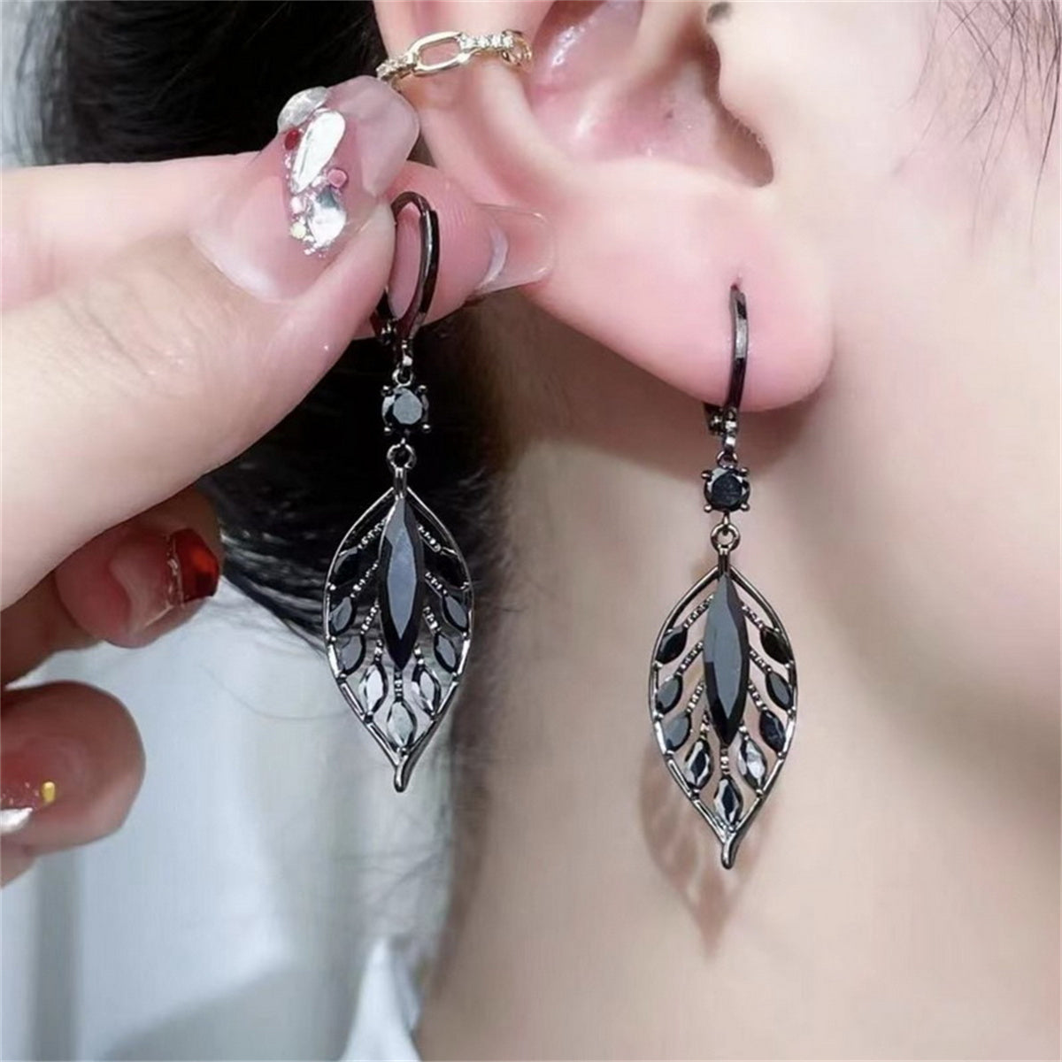 Emerald Leaf Drop Earrings