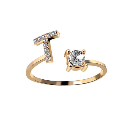 Crystal Initial Open Ring
