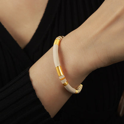 Black Enamel Gold Cuff Bangle