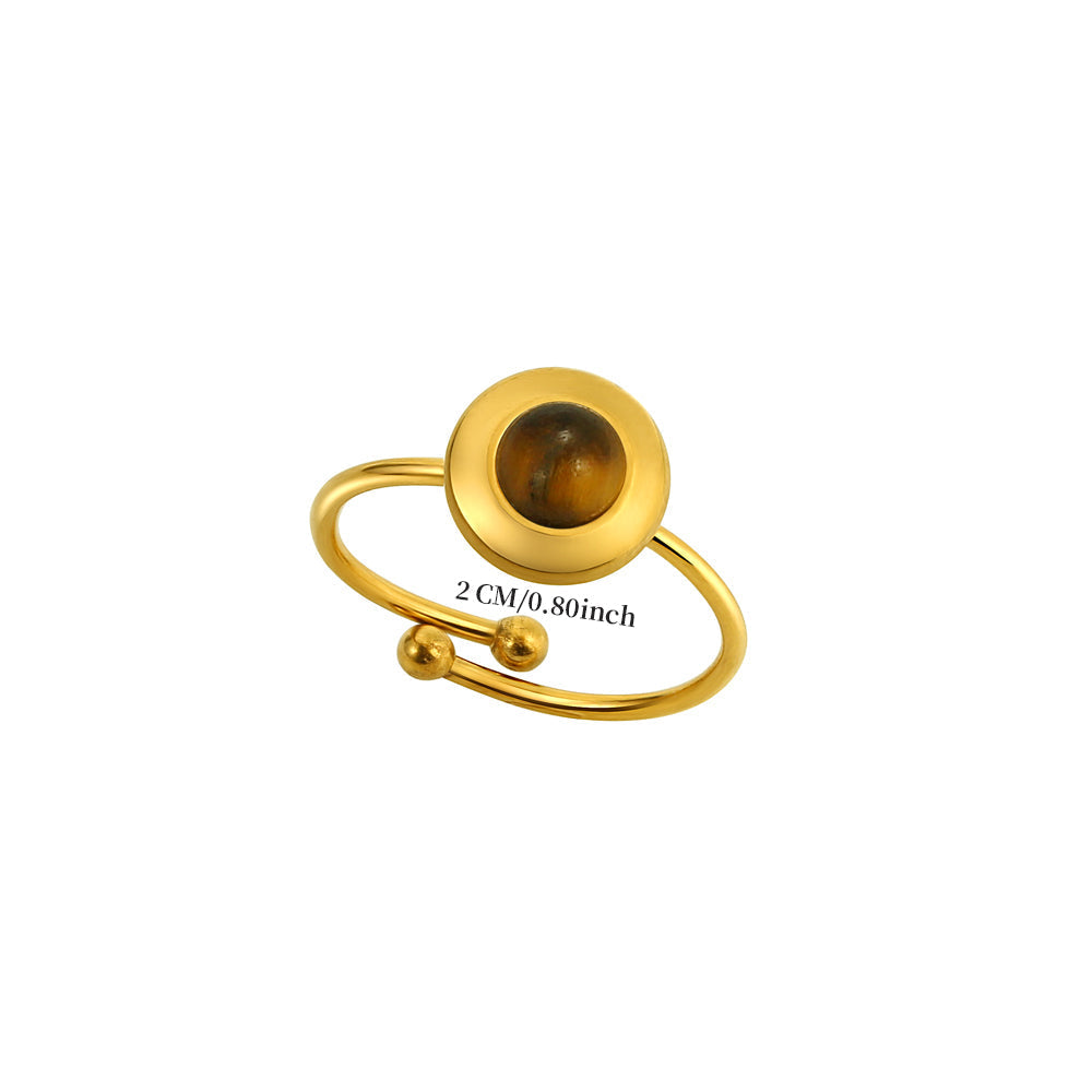 Round Tiger Eye Accent Ring