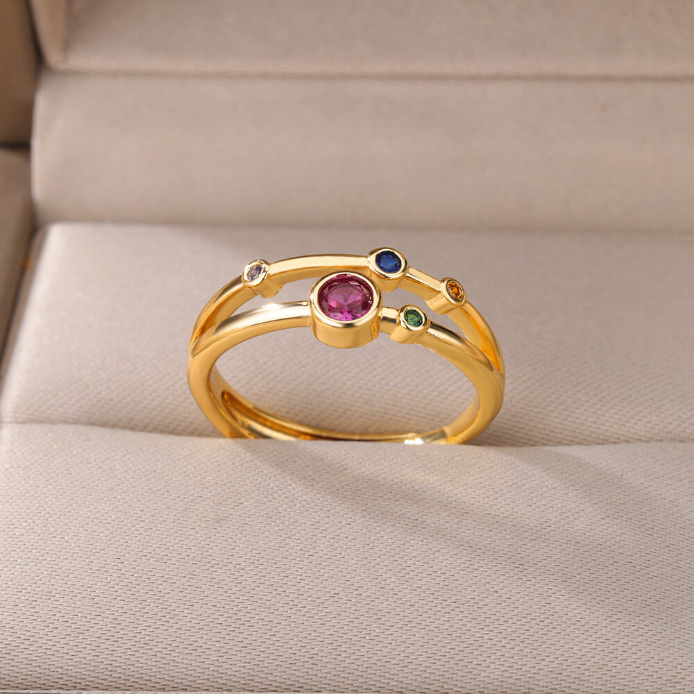 Multicolor Gem Cluster Statement Ring