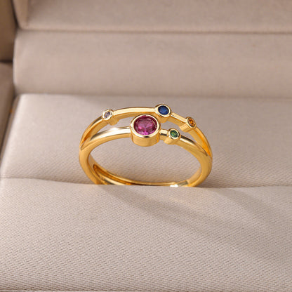 Multicolor Gem Cluster Statement Ring