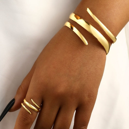 2pc Wrap Statement Bracelet & Ring Set