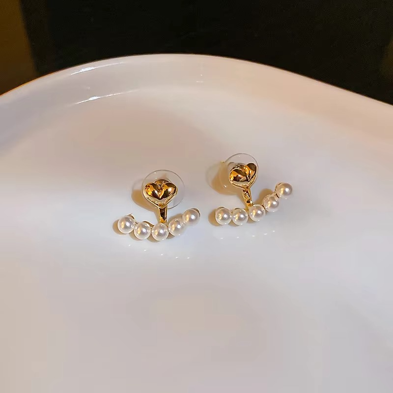 Pearl Heart Jacket Earrings