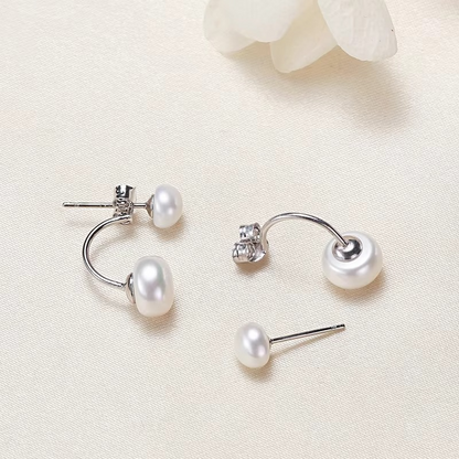 Double Pearl Drop Earrings