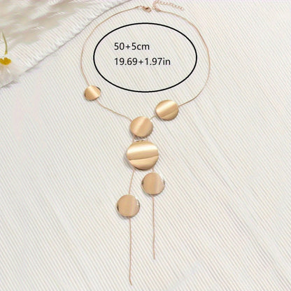 Modern Geometric Disc Y-Necklace