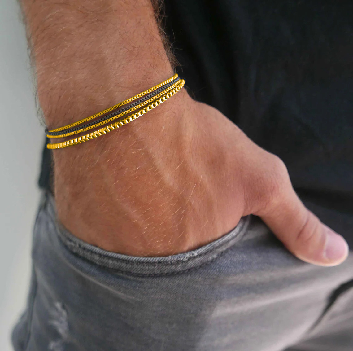 4pc Vintage Stainless Steel Bracelet Set