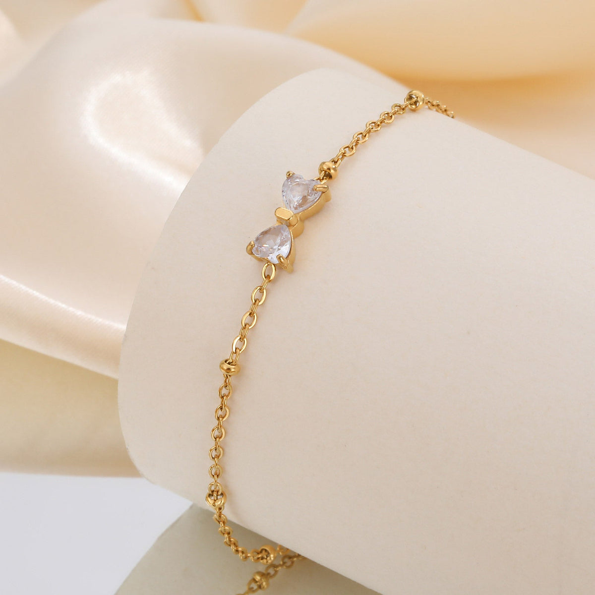Bow Crystal Charm Bracelet