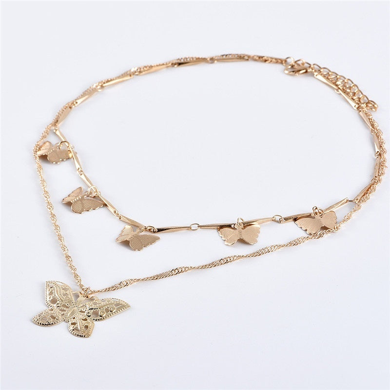 Butterfly Layered Pendant Necklace
