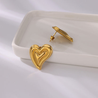 Textured Heart Hoop Earrings