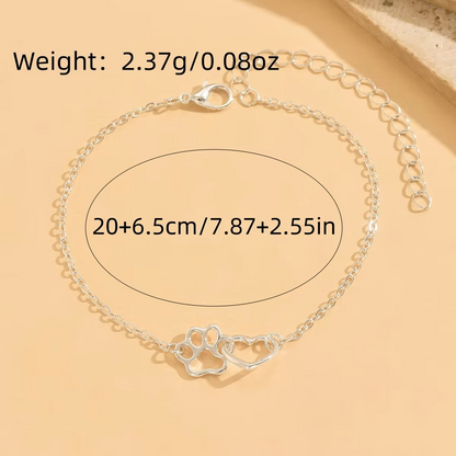 Paw Print Heart Anklet