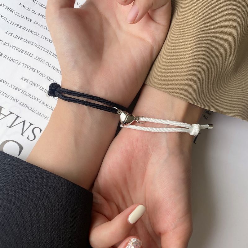 2pc Black & White Heart Couple Bracelets