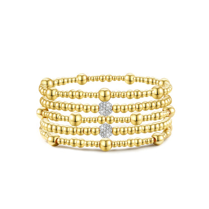 6pc Beaded Crystal Accent Bracelet Set