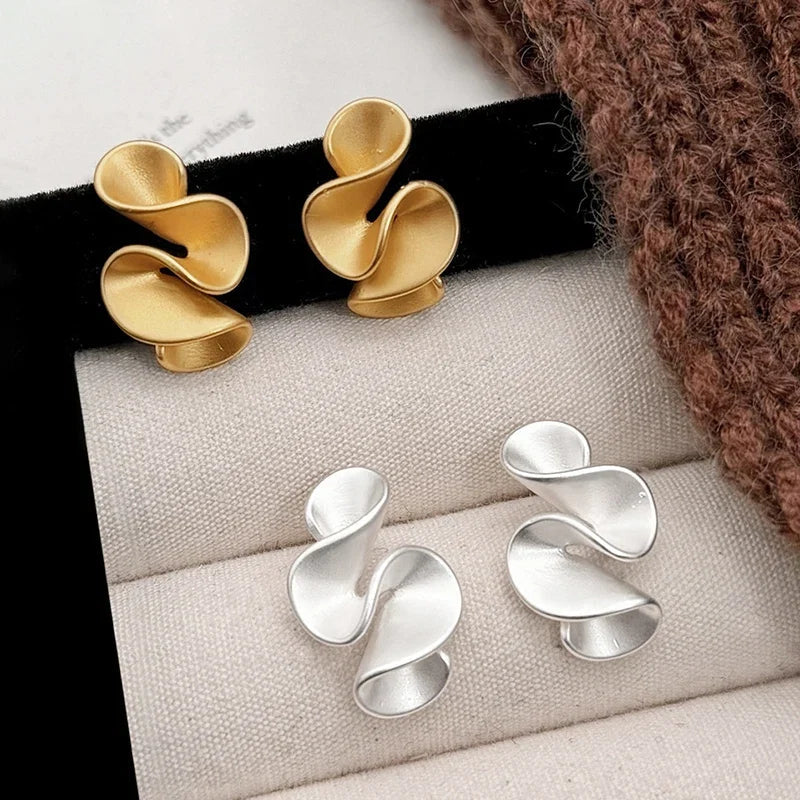 Matte Gold Abstract Twist Earrings