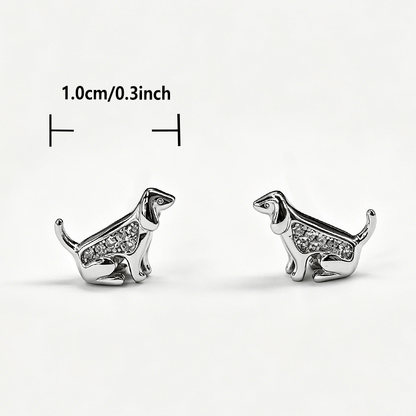 Crystal Dog Stud Earrings