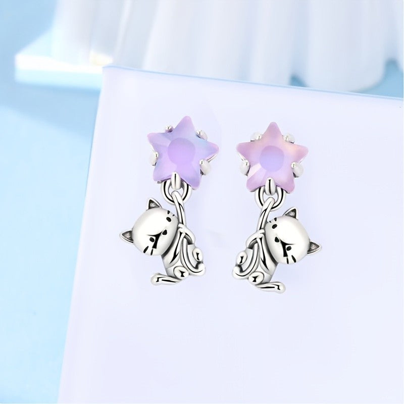 Star Cat Drop Earrings