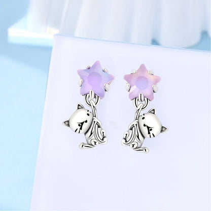 Star Cat Drop Earrings