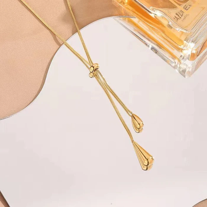 Adjustable Pull Droplet Necklace and Earrings