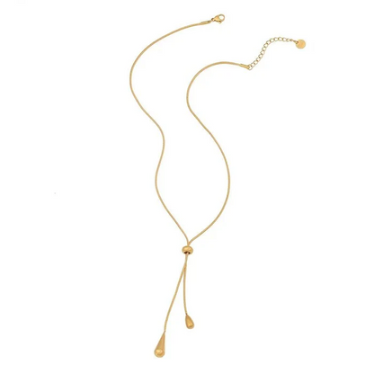 Adjustable Pull Droplet Necklace and Earrings