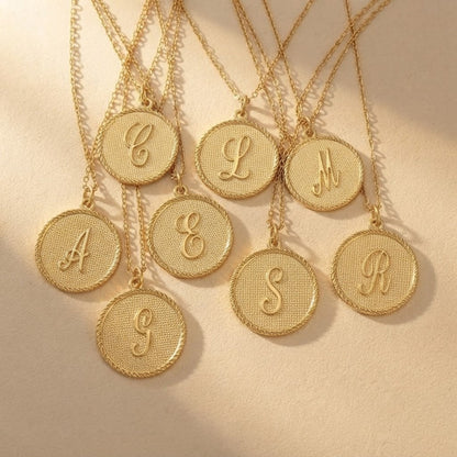Old English Initial Disc Necklace