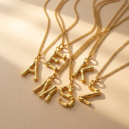 Bamboo Initial Pendant Necklace