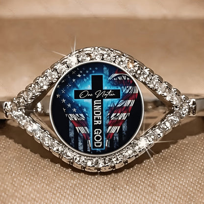 American Cross Pave Split Ring