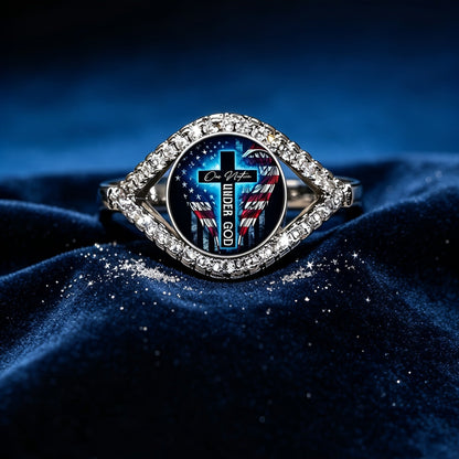American Cross Pave Split Ring