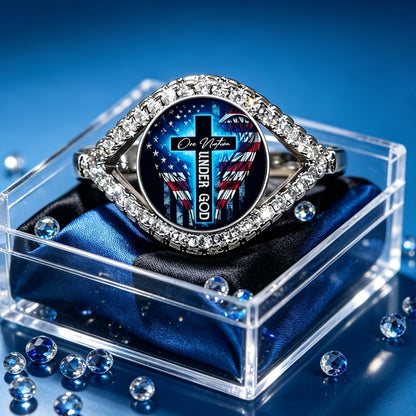 American Cross Pave Split Ring
