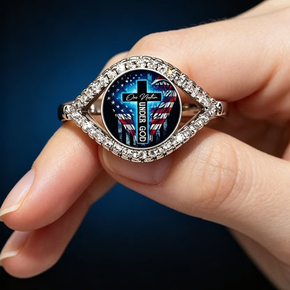 American Cross Pave Split Ring