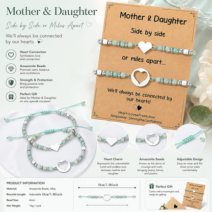 Mother Daughter Heart Bracelet Set