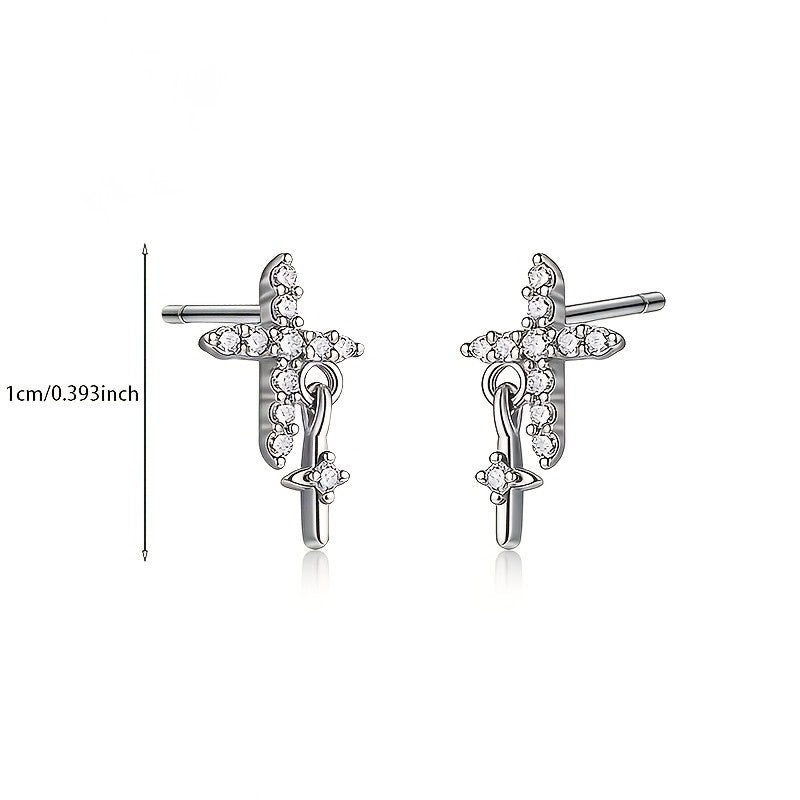 Crystal Cross Dangle Earrings