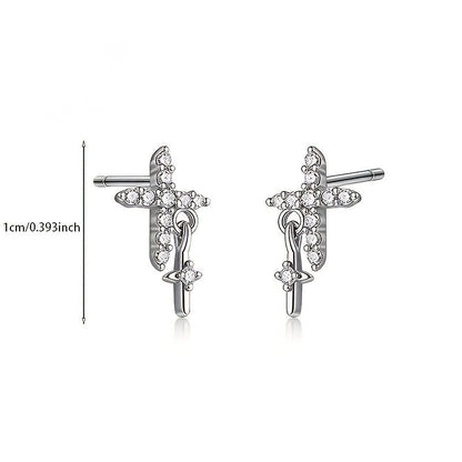 Crystal Cross Dangle Earrings