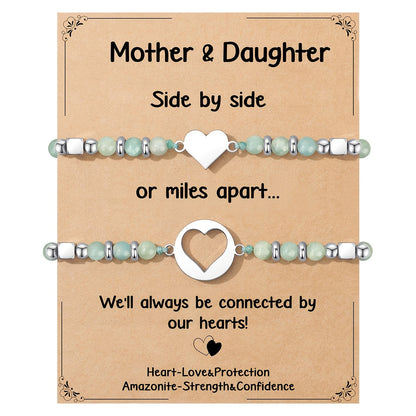 Mother Daughter Heart Bracelet Set