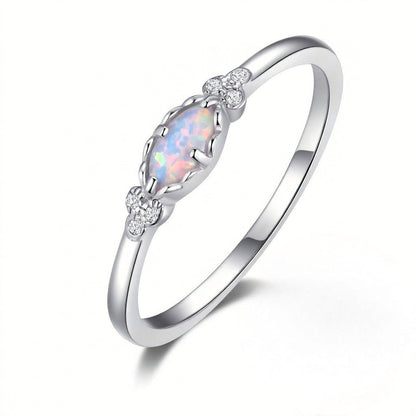 White Opal Marquise Ring