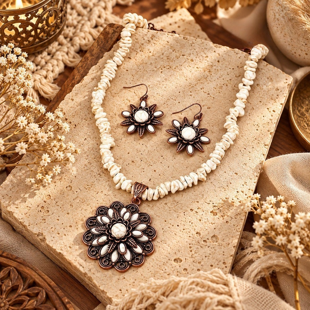 Antique Sunburst Pearl Jewelry Set