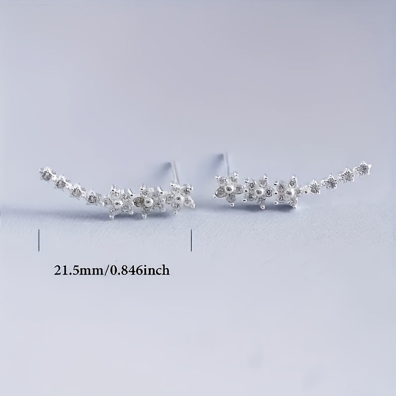 Floral Crystal Climber Earrings