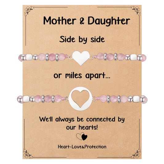 Mother Daughter Heart Bracelet Set