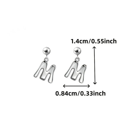 Initial M Dangle Earrings