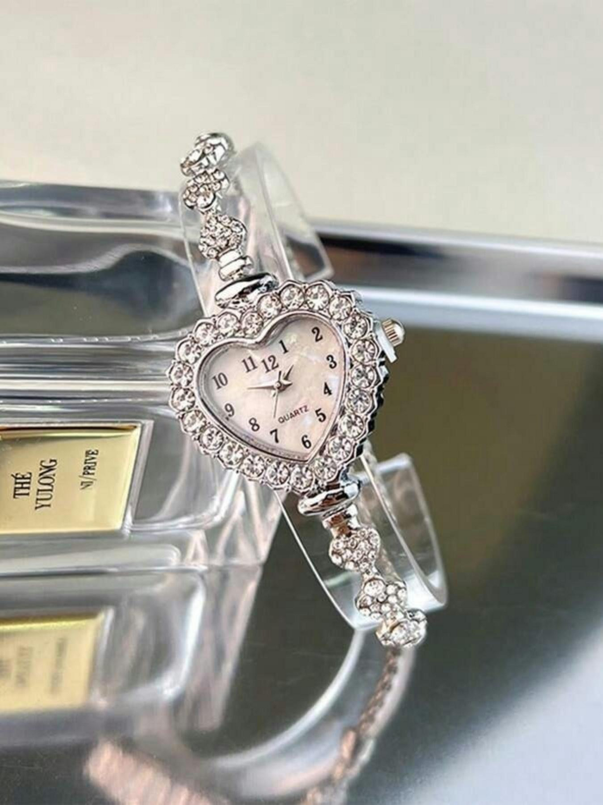 Heart Shaped Rhinestone Quartz Watch