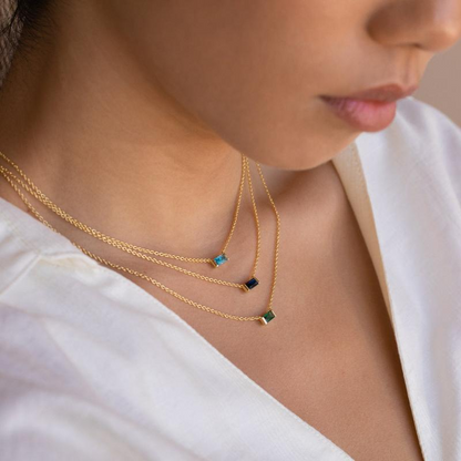 Rectange Birthstone Necklace