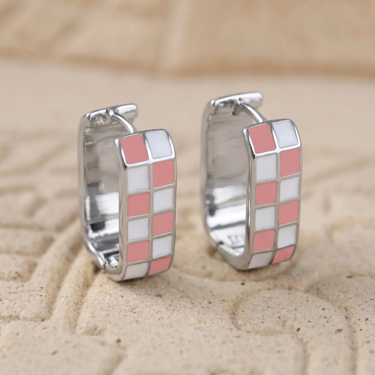 Checkerboard Hoop Earrings