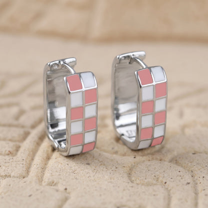 Checkerboard Hoop Earrings