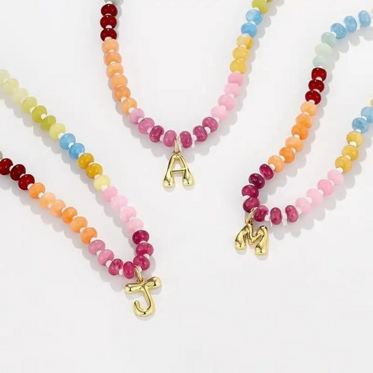 Colorful Beaded Initial Necklace
