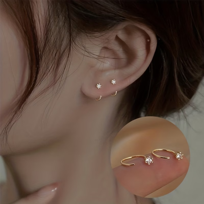 Zirconia C-Hoop Earrings